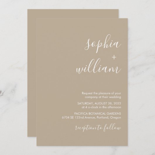 Boho Beige Faire-part de mariage (Devant / Derrière)