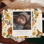 Boho Beige Fall Floral Nouveau-né Faire-part de na