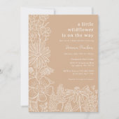 Boho Beige Fleur sauvage Baby shower Invitation (Devant)