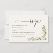 Boho Beige Fleur sauvage Wedding Carte RSVP (Devant)