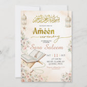 Boho Beige Floral Ameen Ceremony Kaart (Voorkant)