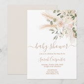 Boho Beige floral Baby shower Invitation (Devant / Derrière)