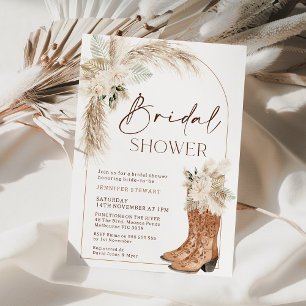 Boho Beige Floral Boots Vrijgezellenfeest Kaart