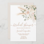 Boho Beige floral Bridal Shower Invitation Kaart (Voorkant / Achterkant)