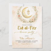 Boho Beige Floral Crescent Ramadan Eid Al-Fitr Kaart (Voorkant)