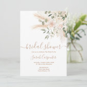 Boho Beige floral Douche nuptiale Invitation (Debout devant)