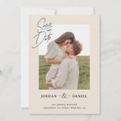 Boho Beige Foto Save The Date Kaart (Voorkant)
