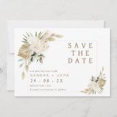 Boho Beige Green Floral Enregistrer La Carte Date (Devant)