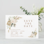 Boho Beige Green Floral Enregistrer La Carte Date (Debout devant)