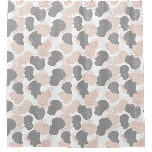 Boho Beige Grijs Abstract Douchegordijn (Voorkant)