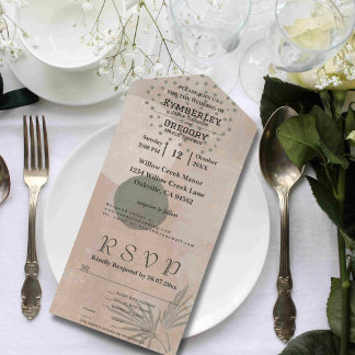 Boho Beige Groen Abstracte minimalistische website All In One Uitnodiging