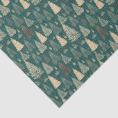 Boho Beige Groene Kerstbomen Vakantie Tissuepapier (Detail)
