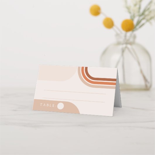Boho Beige Mariage cartes de place avec arc (Devant)