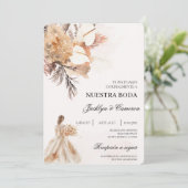 Boho beige met bruid Spaanse bruiloft Kaart (Staand voorkant)