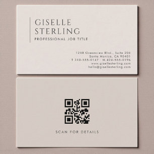 Boho Beige Minimalistische Professionele QR-code Visitekaartje