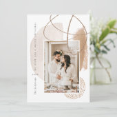 Boho Beige Modern Geometric Photo Holiday Card Feestdagenkaart (Staand voorkant)