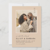 Boho Beige Modern Script 2 Foto QR Code Bruiloft Kaart (Voorkant)