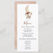 Boho Beige Moon Baby shower Menu Panneau (Devant / Derrière)