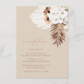 Boho Beige Pampas Gras Orchidee bruiloft receptie Informatiekaartje (Voorkant)
