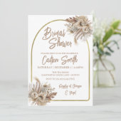 Boho Beige Pampas Grass Bridal Douche Invitation (Debout devant)