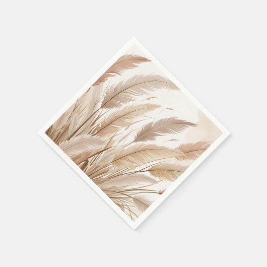 Boho Beige Pampas Grass Wedding Servet (Hoek)