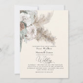 Boho Beige Pampas No Parents Wedding Kaart (Voorkant)