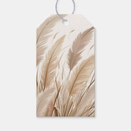 Boho Beige Pampasgras Bruiloft Cadeaulabel