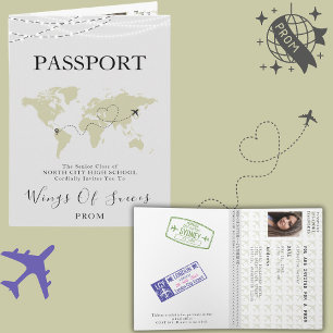Boho Beige Passeport Voyage Prom Ball World Carte