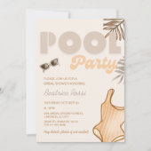 Boho Beige Pool Party Retro Vrijgezellenfeest Kaart (Voorkant)