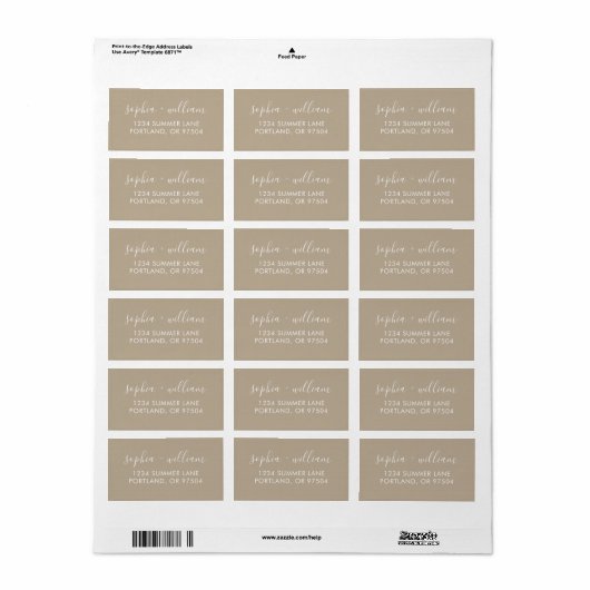 Boho Beige Return Address Labels (Full Sheet)