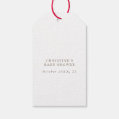 Boho Beige Roos Roze Pop Het Baby shower Cadeaulabel (Achterkant)