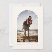 Boho Beige Script Enregistrer le Carte photo Date (Dos)