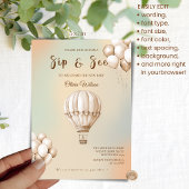 Boho Beige Sip and See Invitation with QR Code 