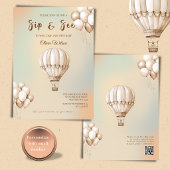 Boho Beige Sip and See Invitation with QR Code 