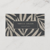 Boho Beige Tropische Grunge Abstracte bladeren Visitekaartje (Voorkant)