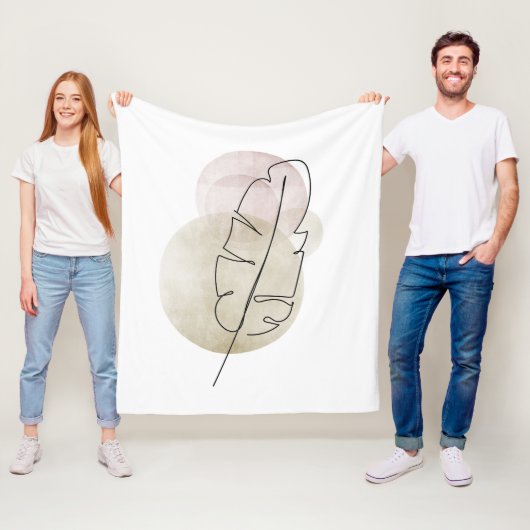 Boho beige veer fleece deken (In situ)