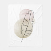 Boho beige veer fleece deken (Voorkant)