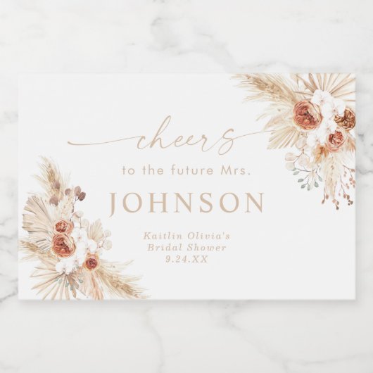 Boho Beige Vrijgezellenfeest Sparkling Wijnetiket (Enkel label)