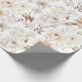 Boho Beige Waterverf Floral Charm Cadeaupapier (Hoek)