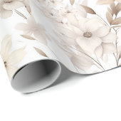 Boho Beige Waterverf Floral Charm Cadeaupapier (Rol Hoek)