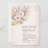 Boho Beige waterverf verjaardagsbrunch Kaart (Voorkant)