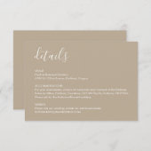 Boho Beige Wedding Details Enclosure Card Informatiekaartje (Voorkant / Achterkant)