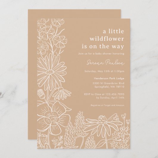 Boho Beige Wilde Baby shower Uitnodiging (Voorkant / Achterkant)
