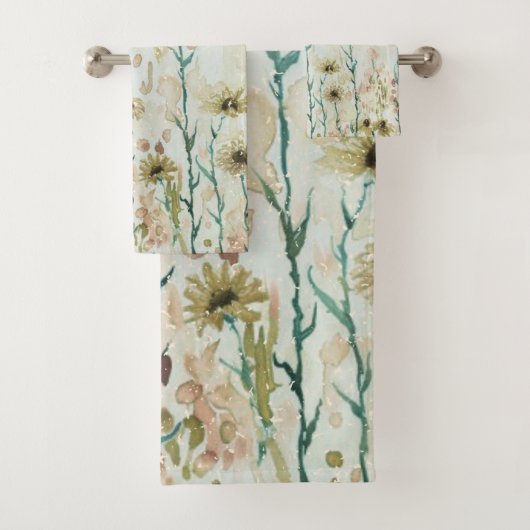 Boho  Beige Wildflowers Bad Handdoek (Insitu)