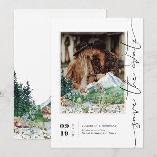 Boho Berg Wilde Bloem Foto Bewaar de Datum Save The Date