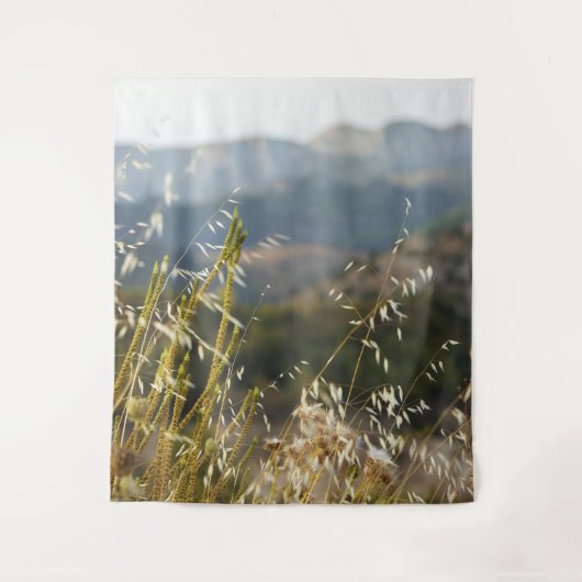 Boho berggras natuurlijk landschap wandkleed (Voorkant)