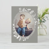 Boho Berries Ovale Kerst Fotokaart Taupe Feestdagenkaart (Staand voorkant)