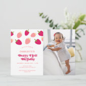Boho Berry First Birthday Photo Invitation (Debout devant)