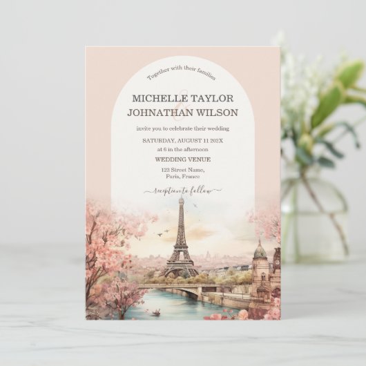 Boho Bestemming Bruiloft Parijs Eiffeltoren Frankr Kaart (Staand voorkant)