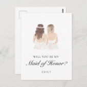 Boho Besties Maid of Honor Proposition Carte posta (Devant / Derrière)